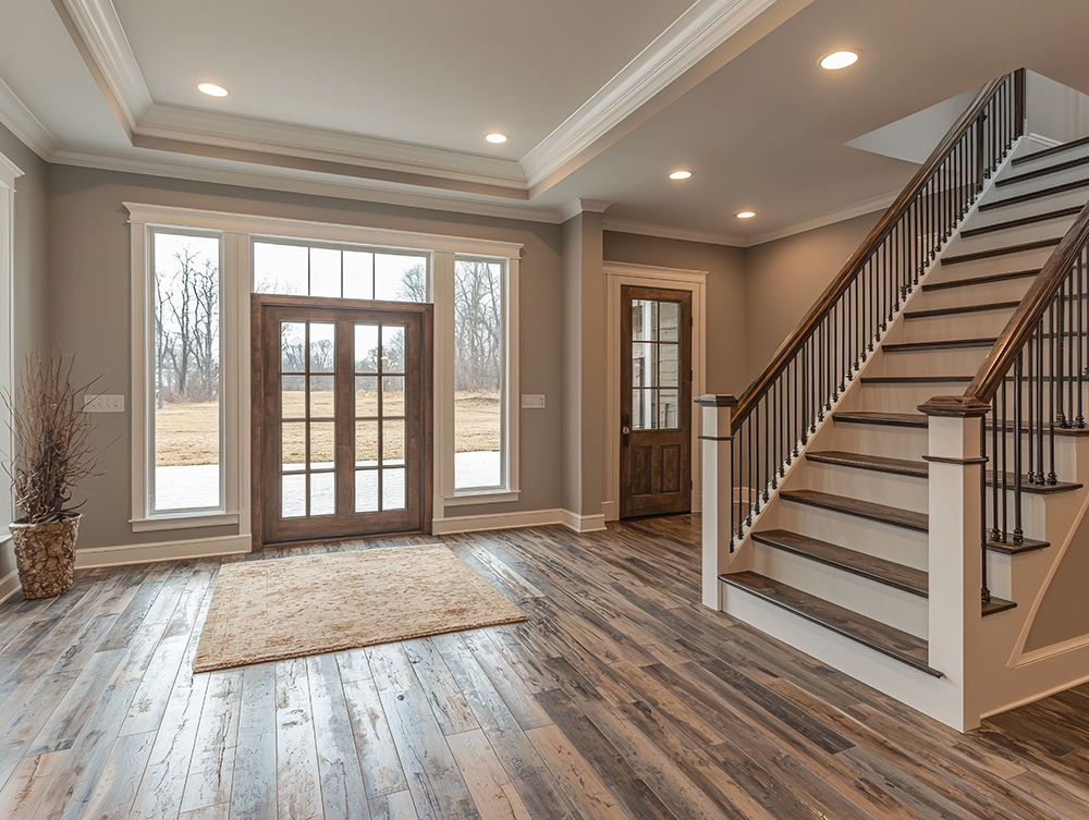Foyer with Gray LVP Flooring