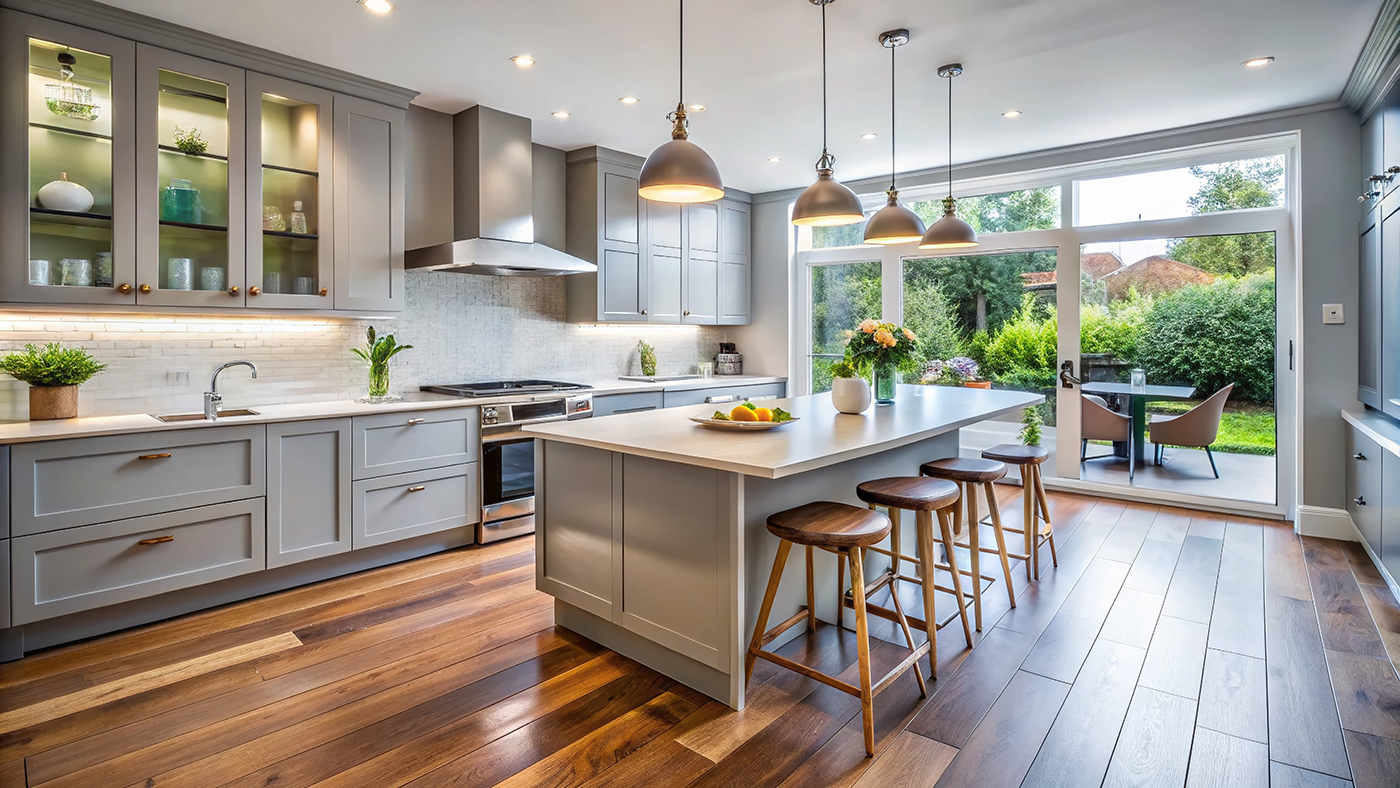 kitchen refinished wood floors